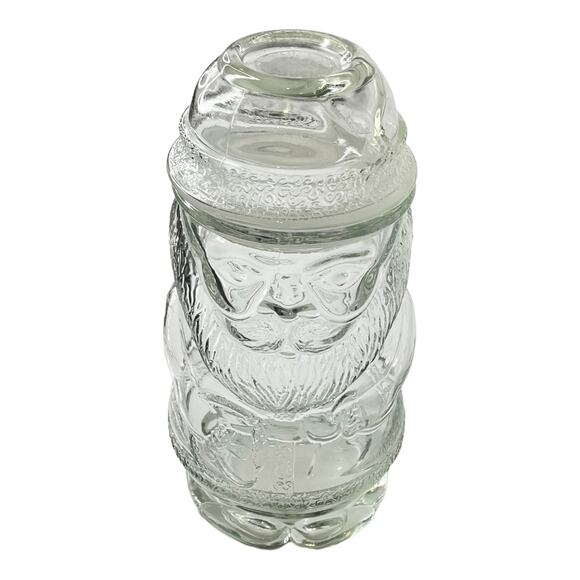 VTG Libbey Christmas SANTA CANDY JAR & LID10.5” + Seal Nut Canister Clear Glass - Picture 1 of 10